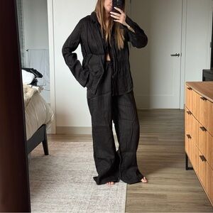 Zara dark brown linen set